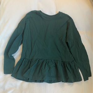Hanna Andersson long sleeve green shirt, size 6-7